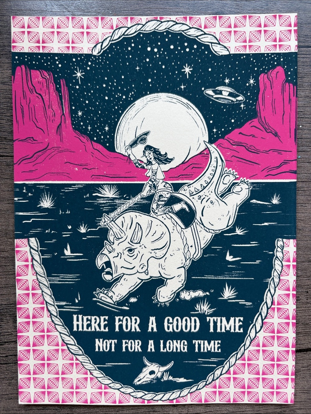 Here for a Good Time Pink & Navy Screenprint